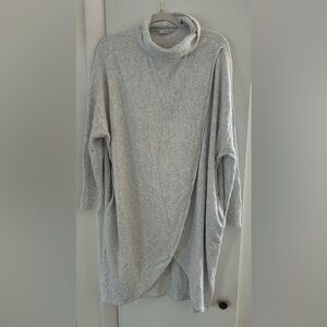 Turtle neck Fleece long wrap sweatshirt